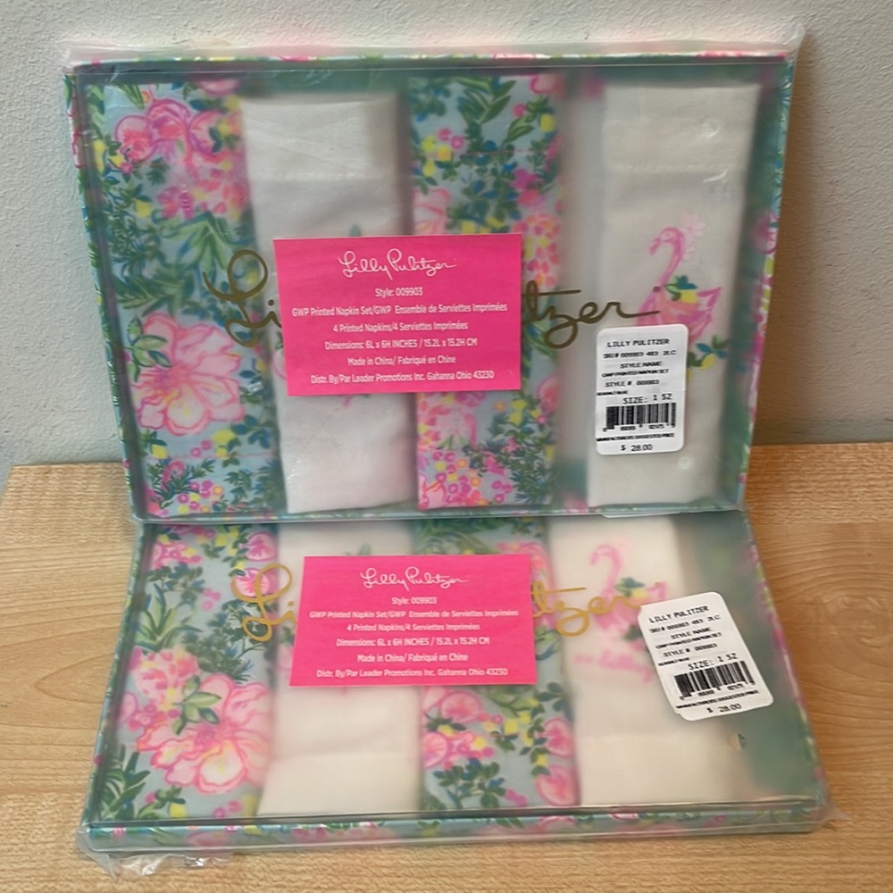 Lilly Pulitzer 6"x6" Washable Napkins - Seasalt Blue  - 2 Boxes/8 Napkins